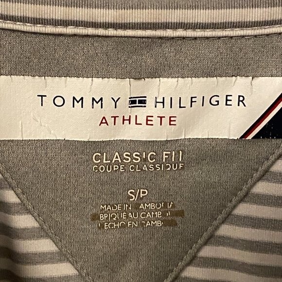 Tommy Hilfiger Athlete SS Men's polo shirt, Classic Fit Size S, Gray and white - Picture 3 of 6